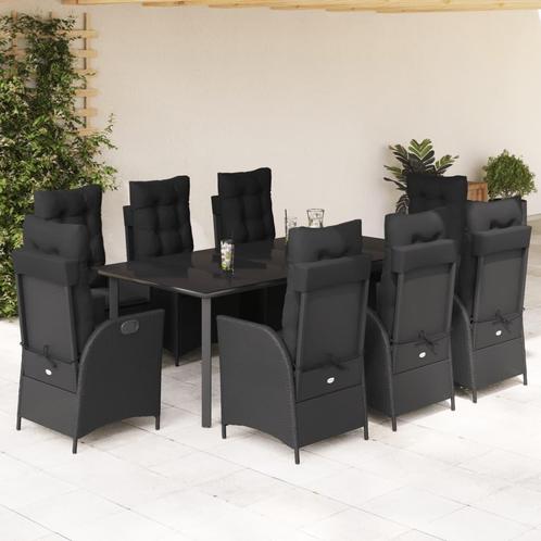 vidaXL 9-delige Tuinset poly rattan zwart, Tuin en Terras, Tuinsets en Loungesets, Tuinset, Nieuw, 8 zitplaatsen, Rotan, Verzenden