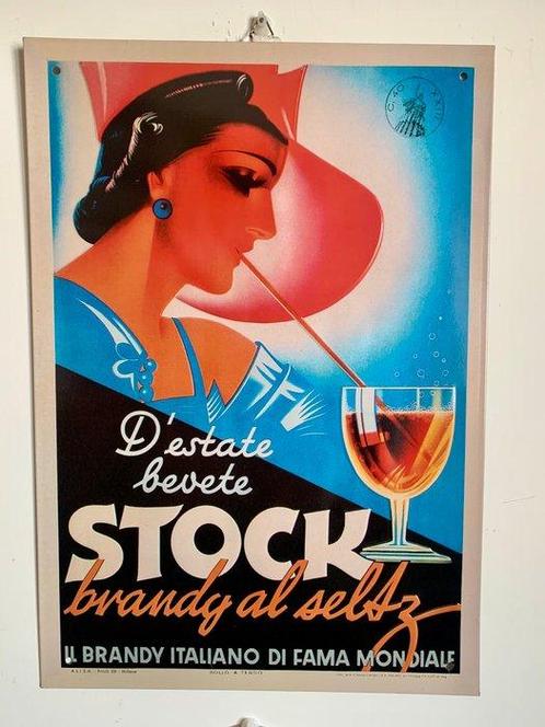 Wandbord - brandy Stock - Aluminium, Metaal - vintage, Antiek en Kunst, Antiek | Wandborden en Tegels