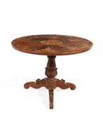 Hangoortafel - Hout, Walnoot - Ingelegde tafel met