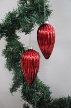 Kerstballen 6x conische kerstballen in rood (6) - Glas, Diversen, Kerst, Nieuw