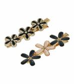 Haarspeld Duckklem Bloemen Vorm Goud Zwart, Nieuw