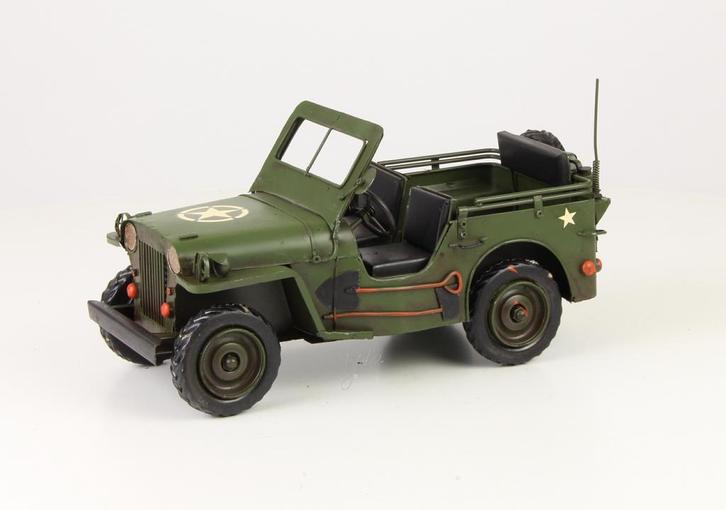 Blikken model van een leger-jeep (Beeldjes - Decoratie), Antiek en Kunst, Kunst | Beelden en Houtsnijwerken, Verzenden
