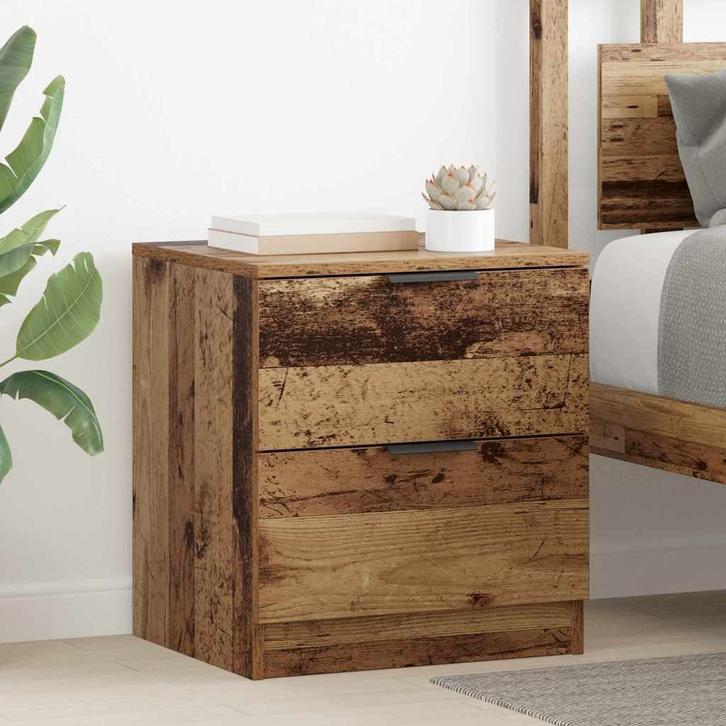vidaXL Nachtkastje 2 pcs Oud hout 45 x 39 x 50 cm Bewerkt, Huis en Inrichting, Slaapkamer | Nachtkastjes, Nieuw, Minder dan 45 cm