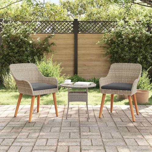 vidaXL Tuinstoel 2 pcs Lichtgrijs 55 x 62.5 x 82cm poly, Tuin en Terras, Tuinstoelen, Nieuw, Rotan, Verzenden