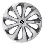 4-Delige Sparco Wieldoppen  Sicilia 15-inch zilver/grijs/car, Verzenden, Nieuw