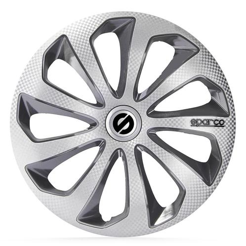 4-Delige Sparco Wieldoppen  Sicilia 15-inch zilver/grijs/car, Auto diversen, Wieldoppen, Verzenden