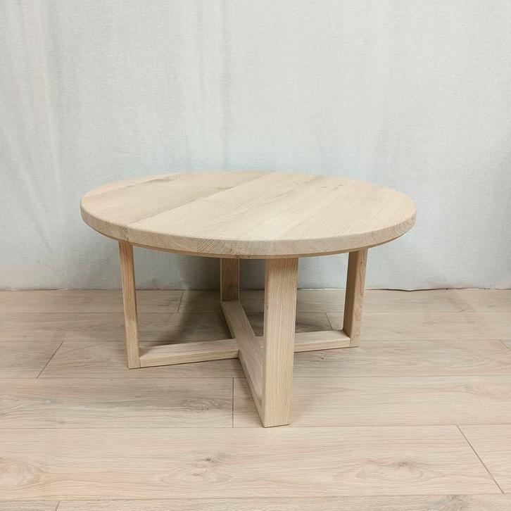 Ronde Salontafel Eiken | Kleur- maat opties | Massief eiken, Huis en Inrichting, Tafels | Salontafels, 50 tot 100 cm, Rond, Nieuw