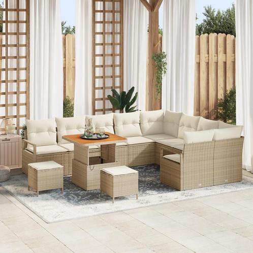 vidaXL 12-delige Tuinbankenset met kussens poly rattan, Tuin en Terras, Tuinsets en Loungesets, Nieuw, Rotan, Verzenden