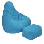 Highback Zitzak Stoel incl. Poef Corduroy Stof - Teal, Verzenden, Nieuw