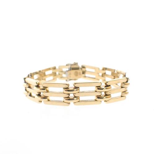 Gouden fantasie schakel armband | 18,5 cm (vintage sieraad), Sieraden, Tassen en Uiterlijk, Armbanden, Overige kleuren, Gebruikt