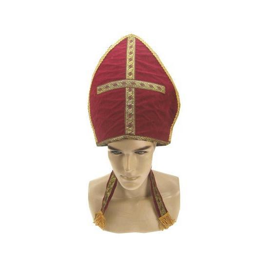 Donker rode mijter Sinterklaas - Sinterklaas accessoires, Diversen, Sinterklaas, Verzenden