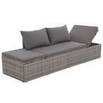 vidaXL Loungebed met ligkussen en kussens poly rattan grijs, Verzenden, Nieuw