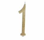 Gouden Kaars 1 Jaar Glitter 12,5cm, Verzenden, Nieuw