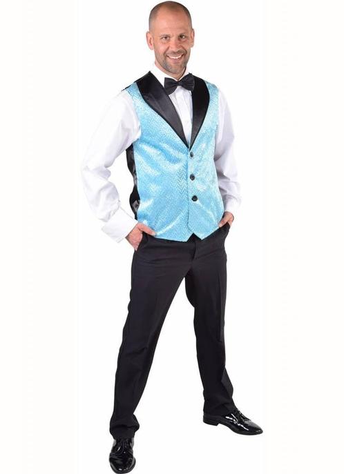 Gilet pailletten turquoise heren, Kleding | Heren, Carnavalskleding en Feestkleding, Nieuw, Ophalen of Verzenden