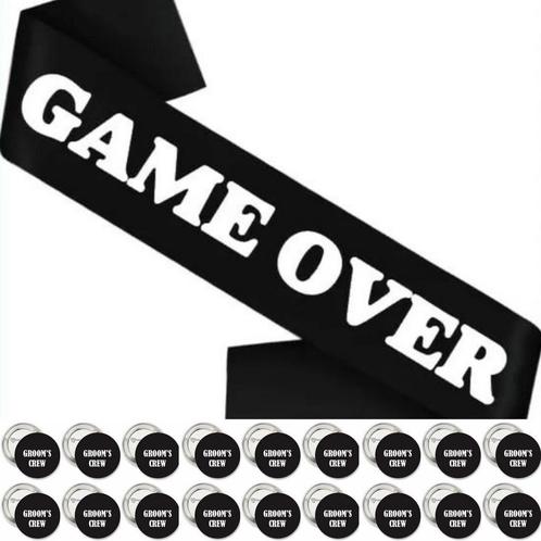 Game Over en Grooms Crew set 19-delig, Kleding | Heren, Trouwkleding en Trouwaccessoires, Zwart, Nieuw, Accessoires, Verzenden