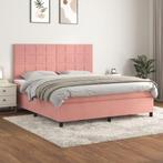 vidaXL Boxspring met matras fluweel roze 180x200 cm, Eenpersoons, Verzenden, Nieuw, 80 cm