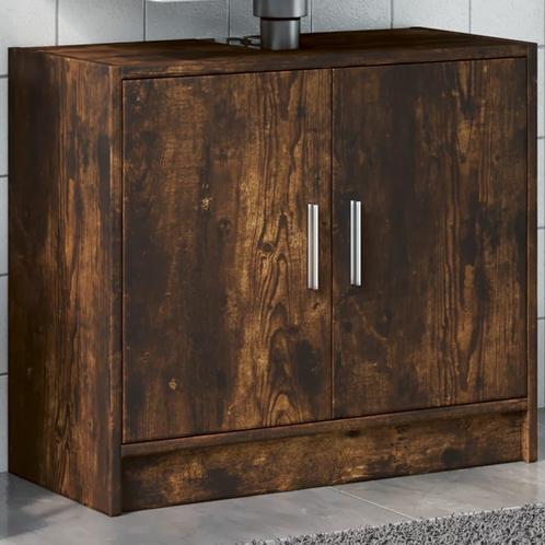 vidaXL Wastafelkast 63x29x55 cm bewerkt hout gerookt, Huis en Inrichting, Badkamer | Badkamermeubels, Nieuw, Minder dan 100 cm
