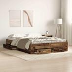 vidaXL Bedframe met lade met opslag Oud Hout 140 x 190 cm, Verzenden, Nieuw, Bruin, Hout
