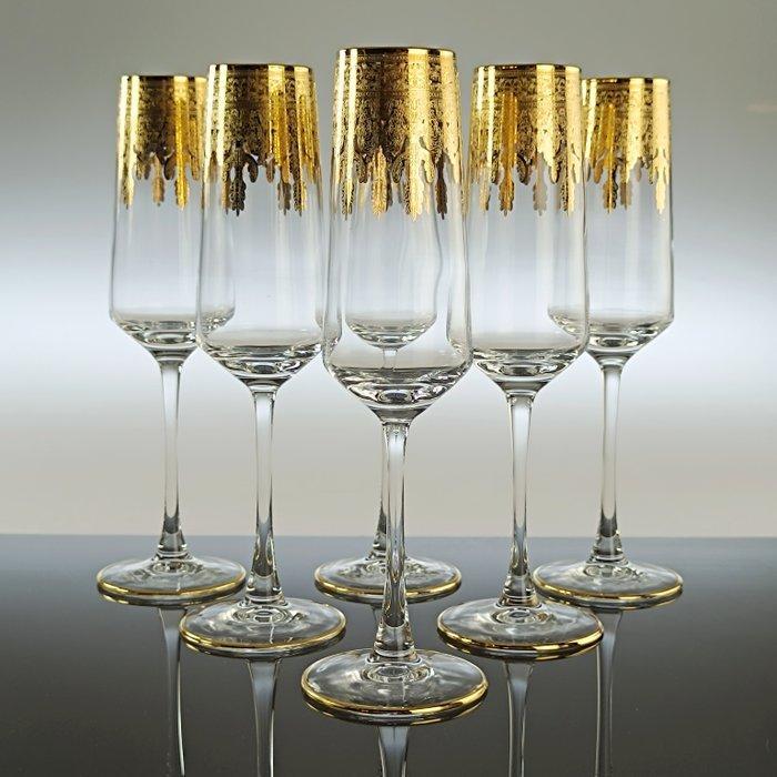 SECOLOVENTESIMO - Kelk (6) - MIDA - 24 kt goud - Kristal en, Antiek en Kunst, Antiek | Meubels | Tafels