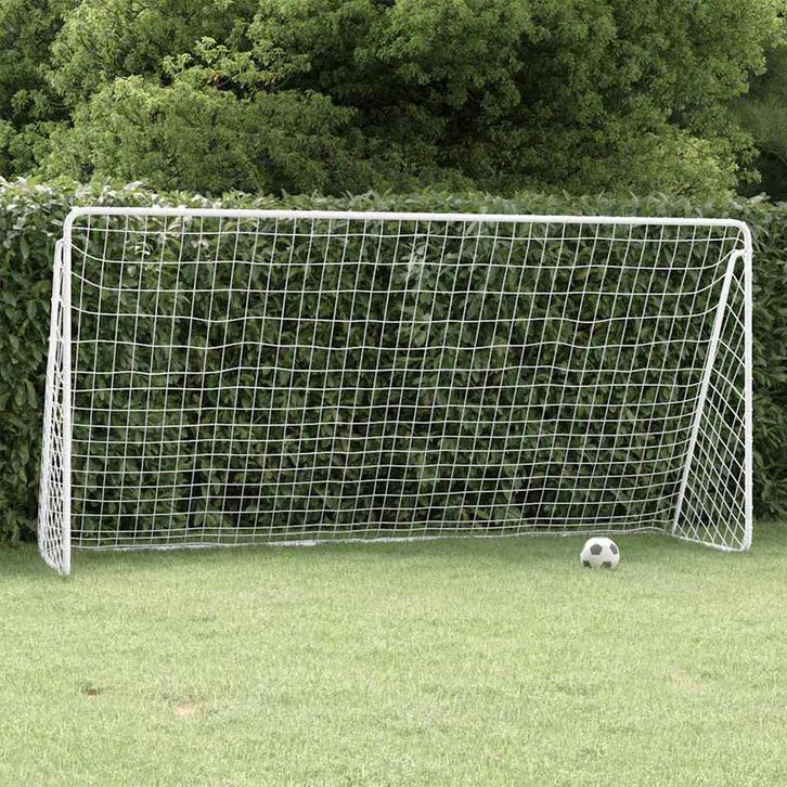 vidaXL Voetbaldoel met net 366x122x182 cm staal wit, Sport en Fitness, Voetbal, Nieuw, Verzenden