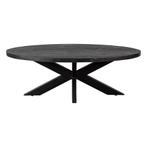 Salontafel Mangohout Ovaal Oscar Zwart 130x70, Huis en Inrichting, Tafels | Salontafels, 100 tot 150 cm, Verzenden, Nieuw, 50 tot 100 cm