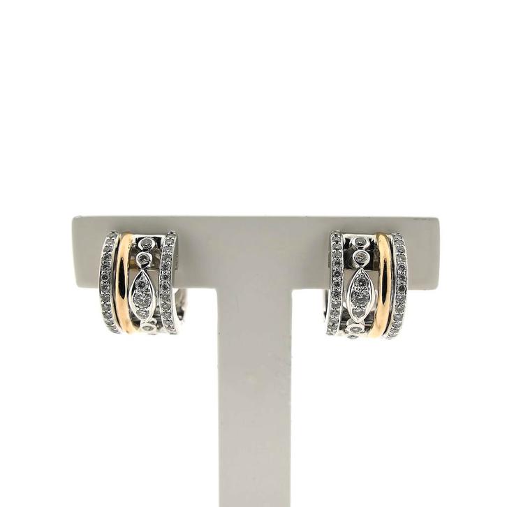 18 Krt. Witgouden oorringen met diamant 0,50 ct. | AL CORO, Sieraden, Tassen en Uiterlijk, Oorbellen, Overige kleuren, Gebruikt