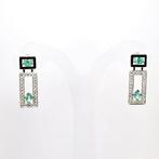 Oorbellen - 18 karaat Witgoud - 4.93ct. tw. Smaragd -, Sieraden, Tassen en Uiterlijk, Oorbellen, Nieuw