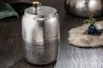 Handgemaakte bijzettafel ORIENT STORAGE 50cm zilver gehamerd, Huis en Inrichting, Ophalen of Verzenden, Nieuw