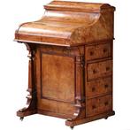 Blond wortelnoten Davenport secretaire met geheime Harlequin, Antiek en Kunst, Ophalen of Verzenden