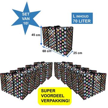 Big Shoppers met rits (10 stuks) - 60 x 45 cm - Stippen beschikbaar voor biedingen