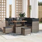 vidaXL 8-delige loungeset voor buiten met kussens, grijs, Verzenden, Nieuw, Loungeset