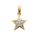 Bicolor gouden subtiele ster hanger met diamant | 0,06 ct., Sieraden, Tassen en Uiterlijk, Bedels, Ophalen of Verzenden, Gebruikt