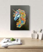 Luca Domiro - Floral Fantasia Unicorn, Antiek en Kunst, Kunst | Schilderijen | Modern