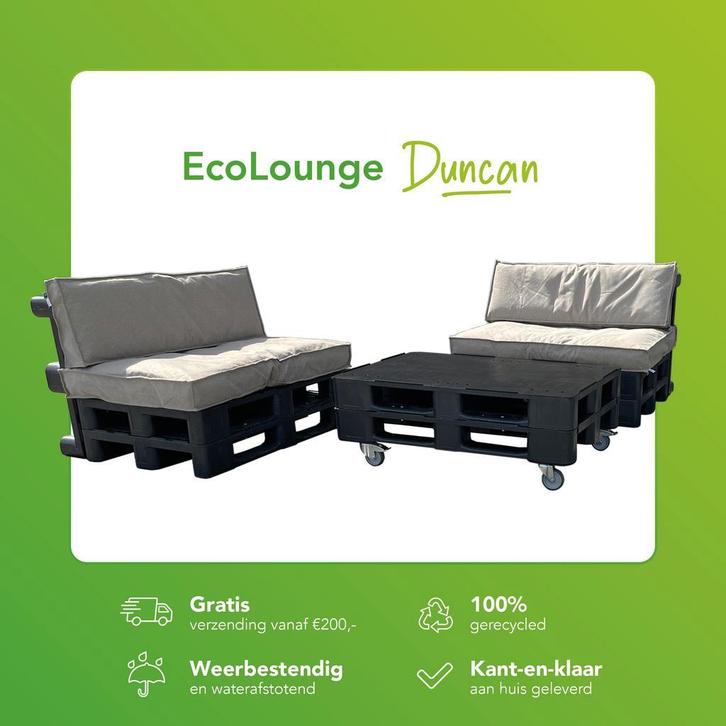 Pallet Tuinset van kunststof - Palletbank, Tuin en Terras, Tuinsets en Loungesets, Bank, Bijzettafel, Nieuw, Kunststof, Loungeset