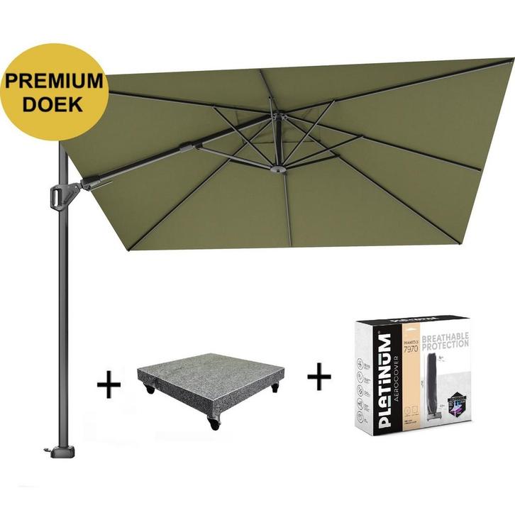 Challenger T2 premium parasol 300x300 cm antraciet lush, Tuin en Terras, Parasols, Nieuw, Ophalen of Verzenden