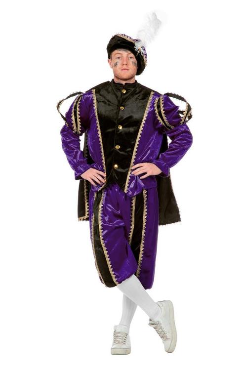 Pietenpak deluxe man paars/zwart, Kleding | Heren, Carnavalskleding en Feestkleding, Nieuw, Ophalen of Verzenden