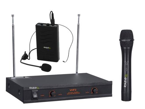 Ibiza VHF2H 2 Kanaals Draadloos Handheld En Headset, Muziek en Instrumenten, Microfoons, Overige typen, Nieuw, Verzenden