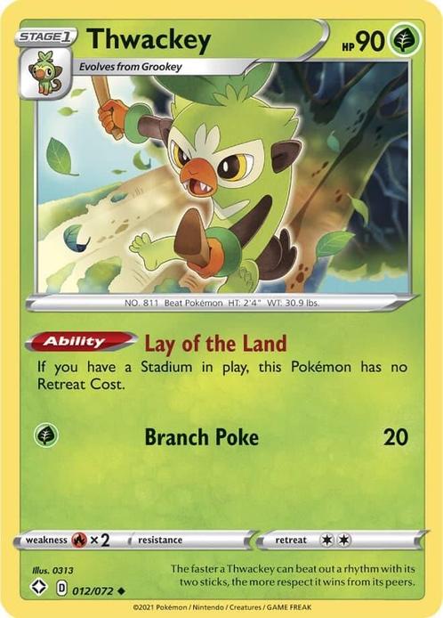thwackey 012/072 shining fates, Hobby en Vrije tijd, Verzamelkaartspellen | Pokémon, Losse kaart, Nieuw, Foil, Ophalen of Verzenden