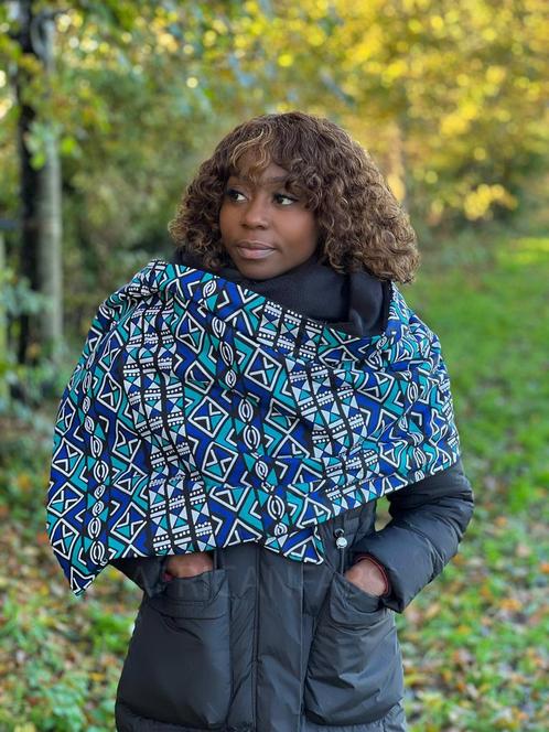 Warme Sjaal met Afrikaanse print Unisex - Blauwe / turquoise, Kleding | Dames, Mutsen, Sjaals en Handschoenen, Nieuw, Ophalen of Verzenden