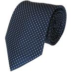 Donkerblauwe XL stropdas met stippen • Stropdassen blauw, Nieuw, Met patroon, Blauw, Losse Blouse Kraagjes