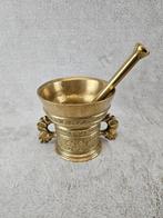 Vijzel en stamper (2) - Grote ,Zware - Gegoten messing