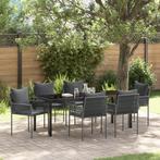 vidaXL 7-delige tuinset met kussens, zwarte poly rattan, Tuin en Terras, Verzenden, Nieuw, Rotan, Tuinset