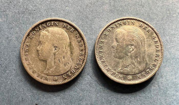 Nederland. Wilhelmina. 25 cent 1895 (schuin, Postzegels en Munten, Munten | Nederland