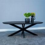 Salontafel Mangohout Tess Ovaal Zwart 130x70, 100 tot 150 cm, Verzenden, Nieuw, 50 tot 100 cm