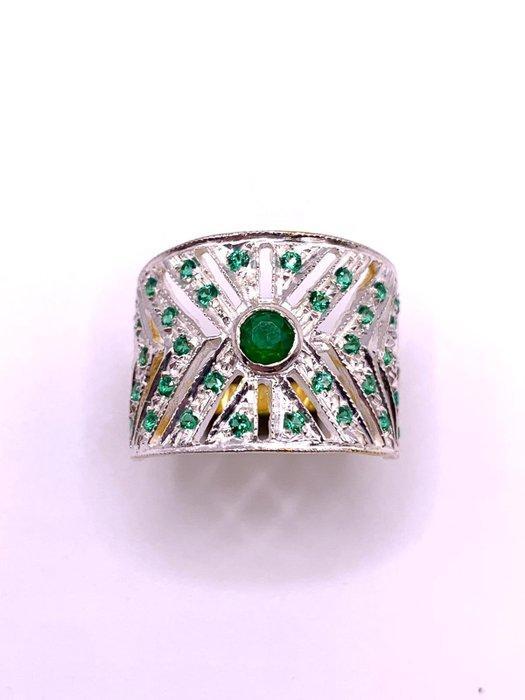 Zonder Minimumprijs - Cocktailring - 9 kt. Geel goud, Zilver, Sieraden, Tassen en Uiterlijk, Antieke sieraden