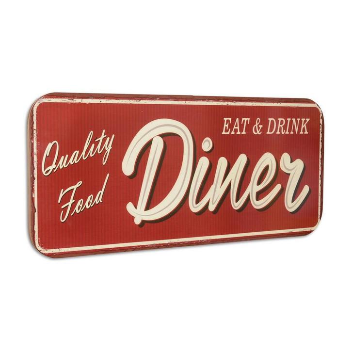 Blikken muurplaat Diner (Beeldjes - Decoratie, Interieur), Antiek en Kunst, Kunst | Beelden en Houtsnijwerken, Verzenden