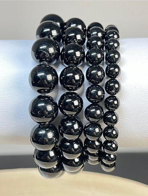 Zwarte Toermalijn Armbandset 6mm, 8mm, 10mm en 12mm Kracht, Verzamelen, Mineralen en Fossielen
