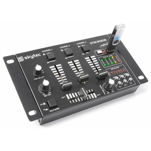 SkyTec STM-3020 4-Kanaals mengpaneel met USB MP3 - Zwart, Muziek en Instrumenten, Dj-sets en Draaitafels, Nieuw, Verzenden