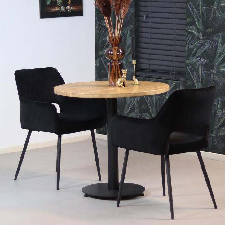 40% Korting: Bistrotafel Sven eikenhout Ø80 cm, Huis en Inrichting, Tafels | Eettafels, Zo goed als nieuw, Eikenhout, Rond, Ophalen