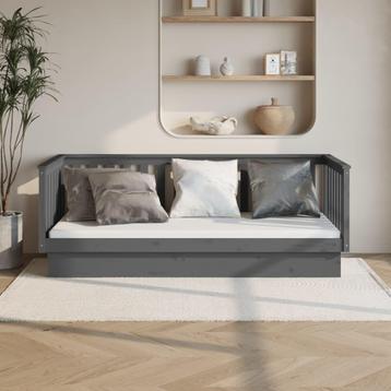 Slaapbank 75x190 cm massief grenenhout grijs beschikbaar voor biedingen
